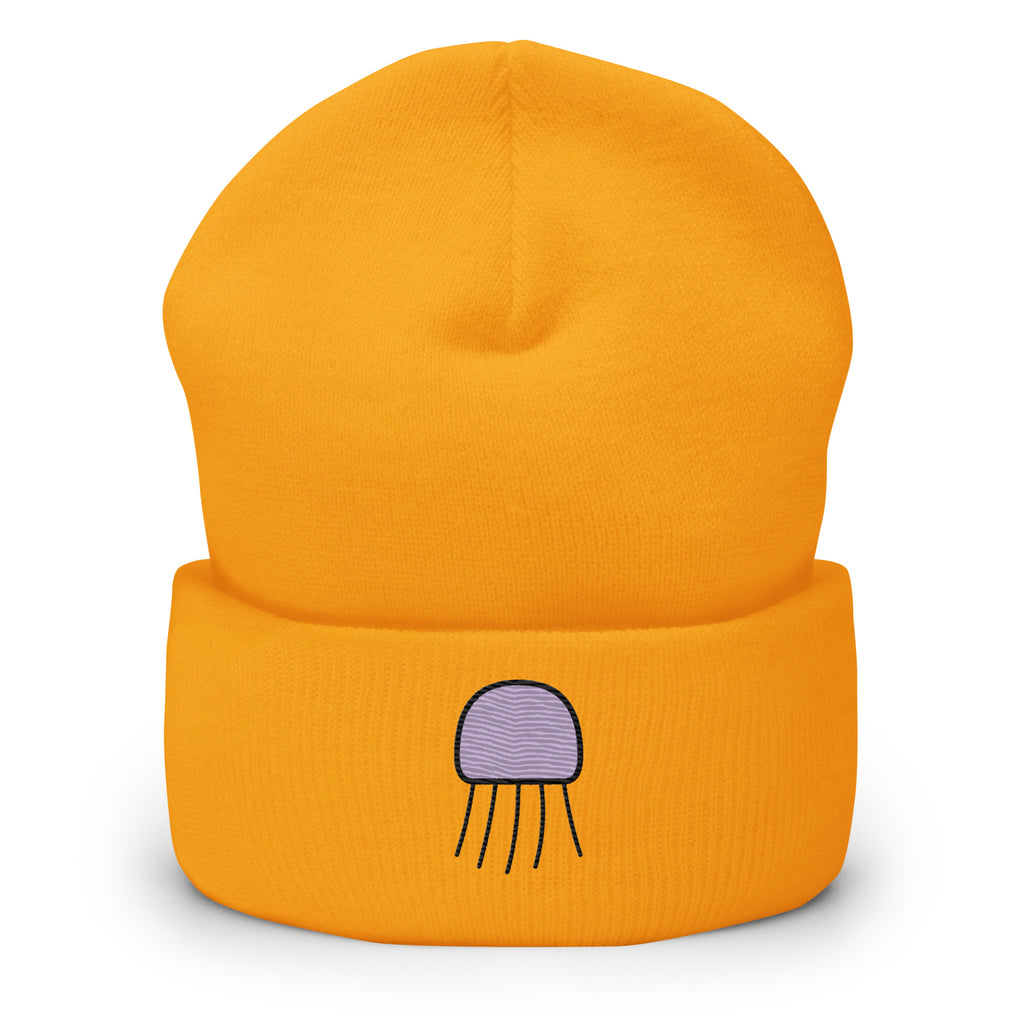 Gold Orchid Beanie, front product mockup