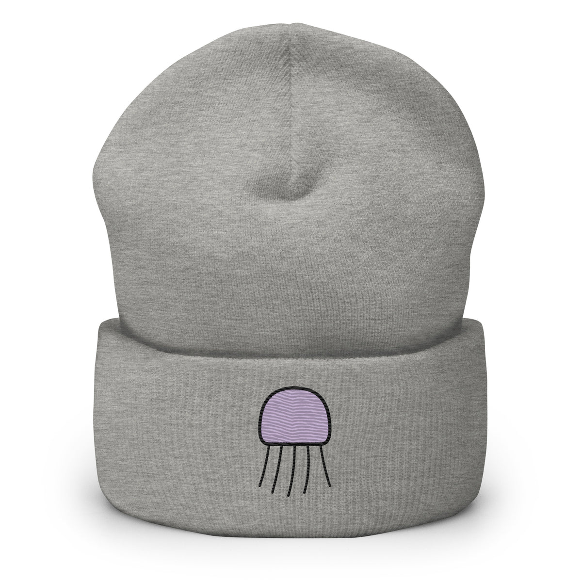Heather Grey Orchid Beanie, front product mockup
