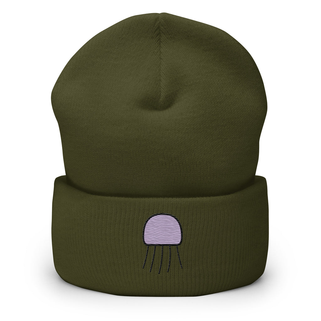 Olive Orchid Beanie, front product mockup