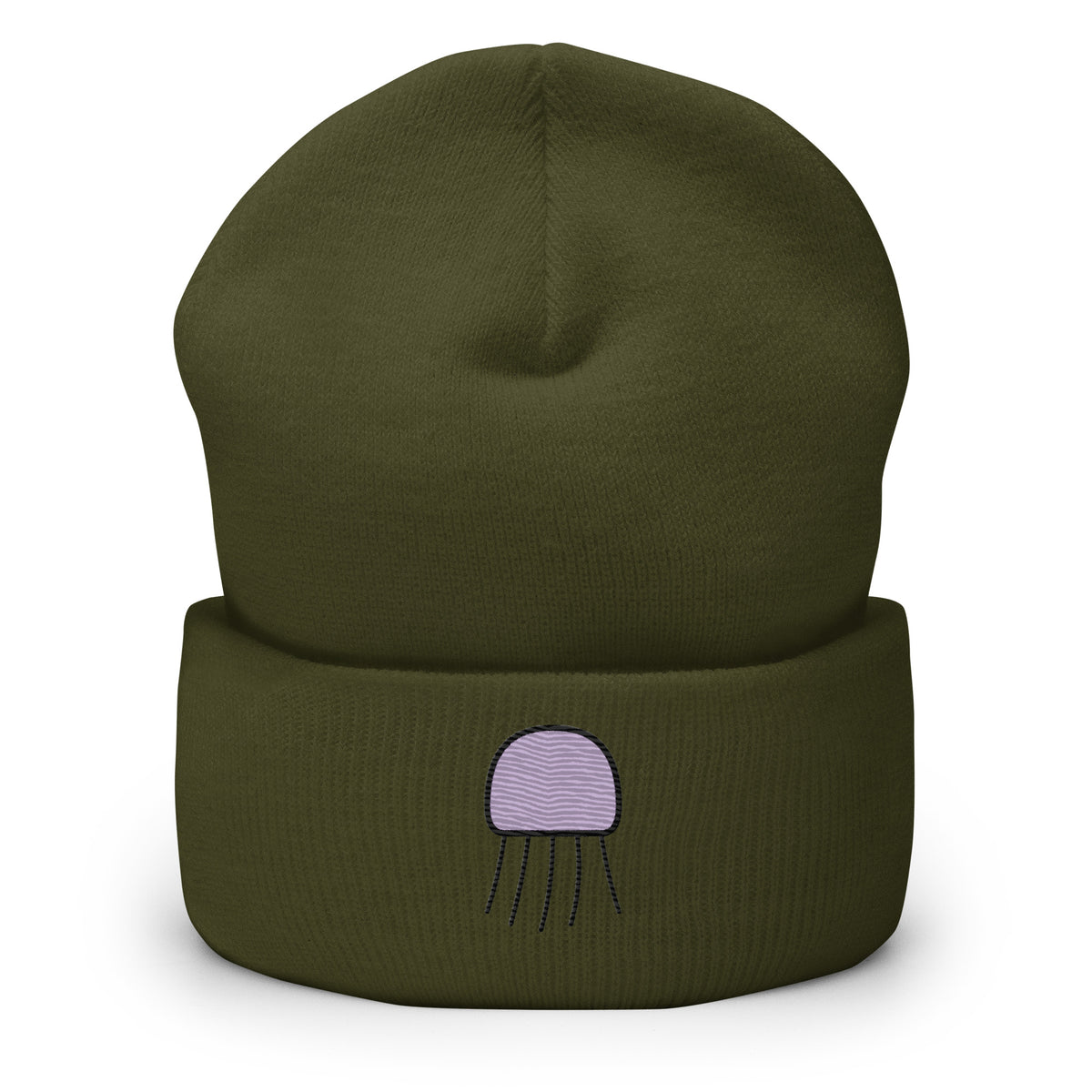 Olive Orchid Beanie, front product mockup