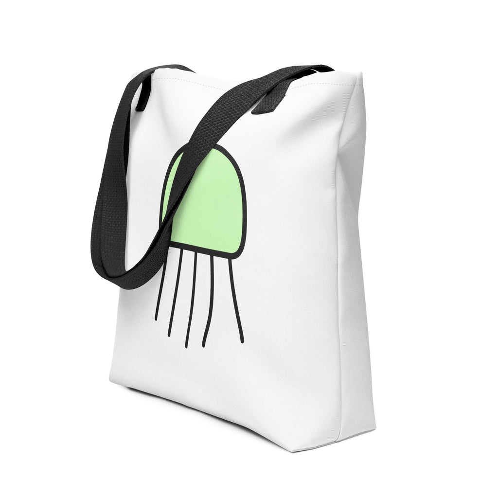 Angled view of the Forest Jellyfish tote bag by Trees, Rivers & UFOs.