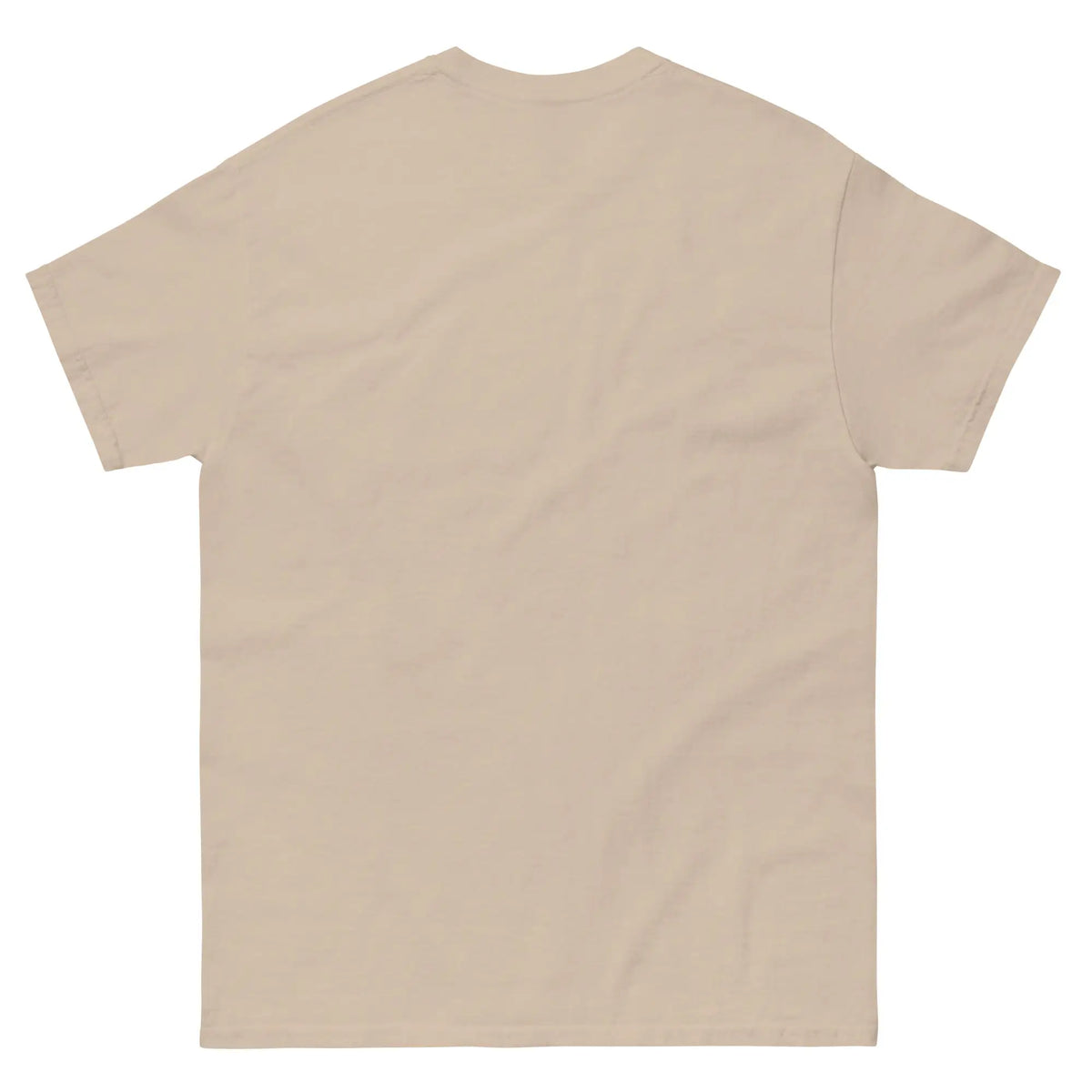 Digital back-view mockup of the sand Trees, Rivers & UFOs Forest Tee.