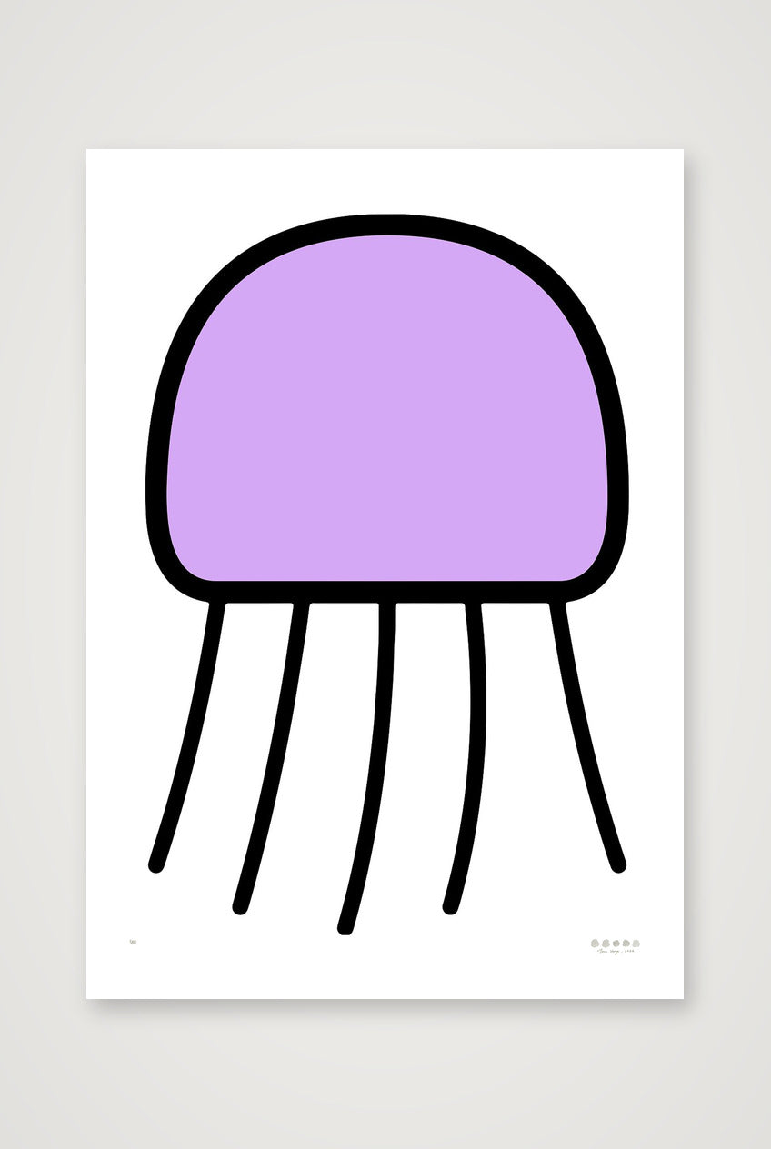 Trees, Rivers & UFOs Orchid Jellyfish purple art print by Tone Verge, 59 x 84 cm / 23 x 33 in, unframed limited-edition fine art print.
