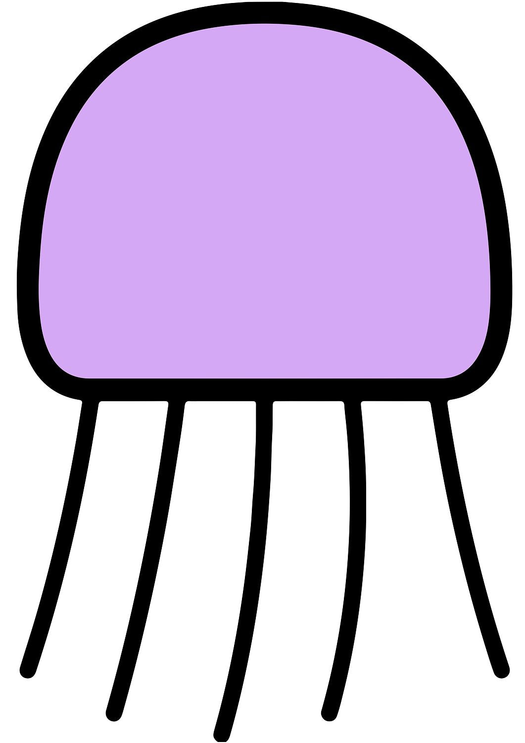 The Orchid Jellyfish artwork by Tone Verge for Trees, Rivers & UFOs, featuring a minimalist purple jellyfish with bold black outline and tentacles.