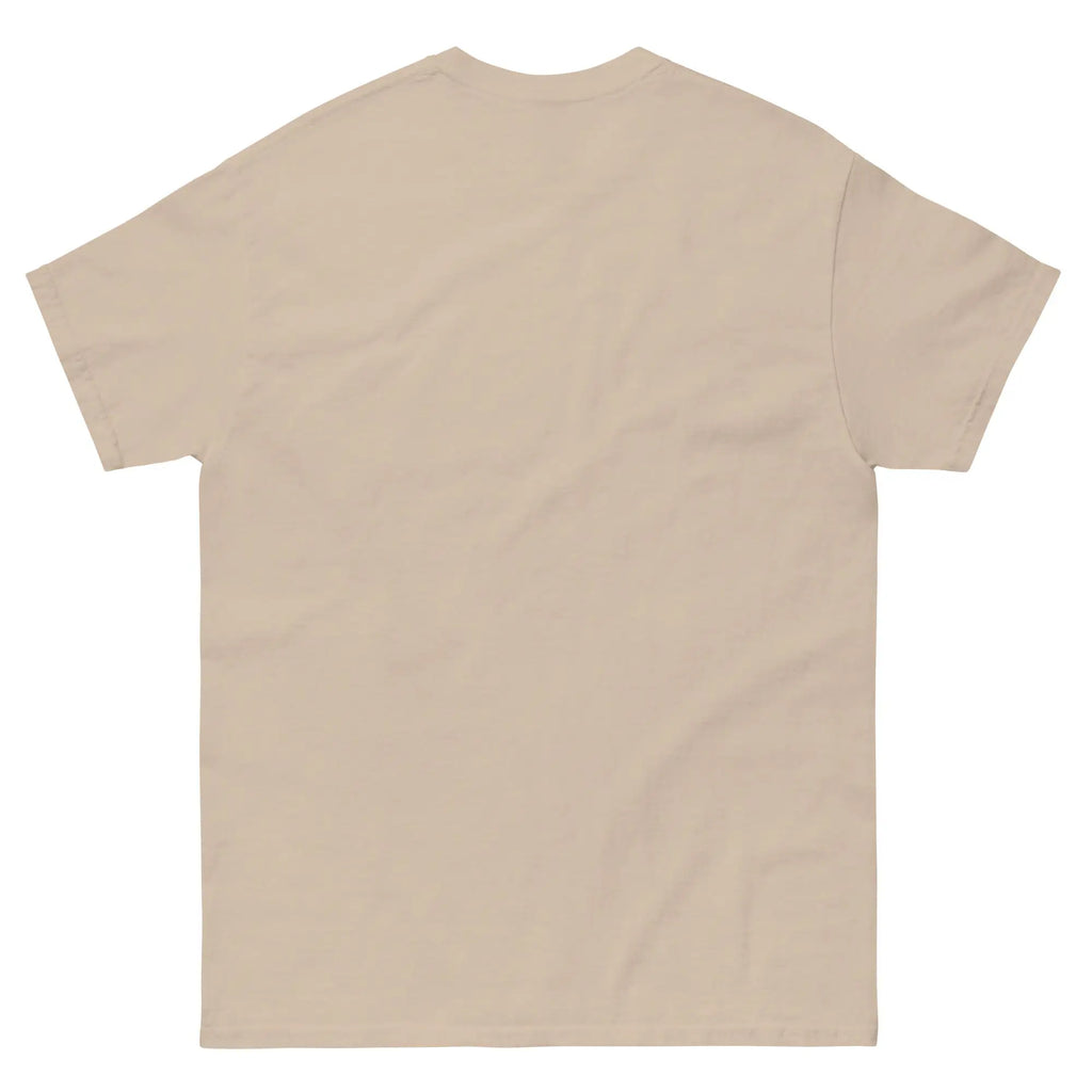 Plain back view of the Trees, Rivers & UFOs sand Sandstone Pizza unisex tee