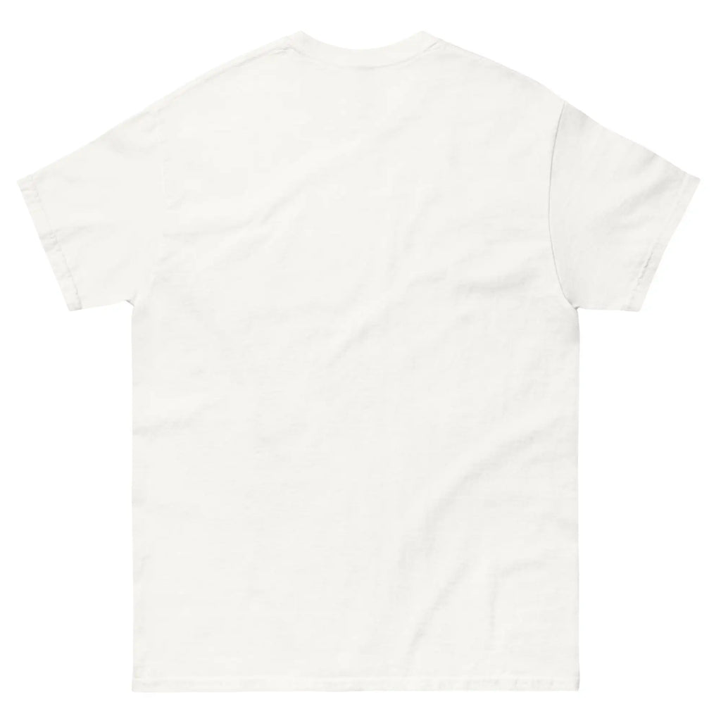 Plain back view of the Trees, Rivers & UFOs white Sandstone Pizza unisex tee