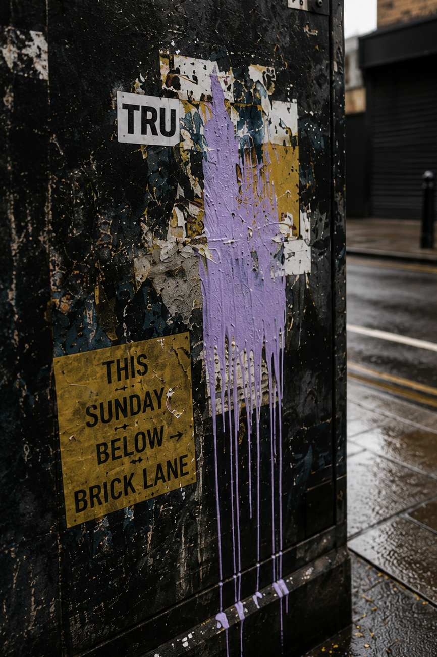 New York storefront artwork photographed for Trees, Rivers & UFOs.
